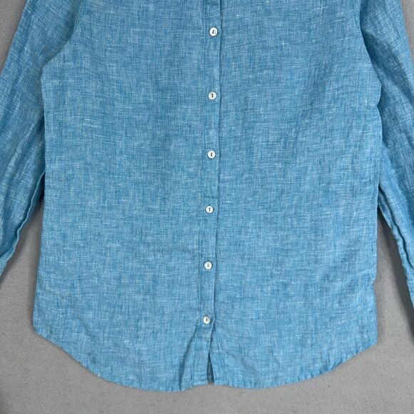 Sigrid Olsen Shirt Womens Small Blue Coastal Cottage Resort Luxury 100% Linen - Picture 4 of 15